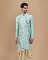 Manyavar Men Attractive Blue Indo Western Wear image number 1