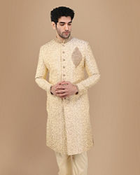 Manyavar Men Glam Biscuit Shade Sherwani Suit