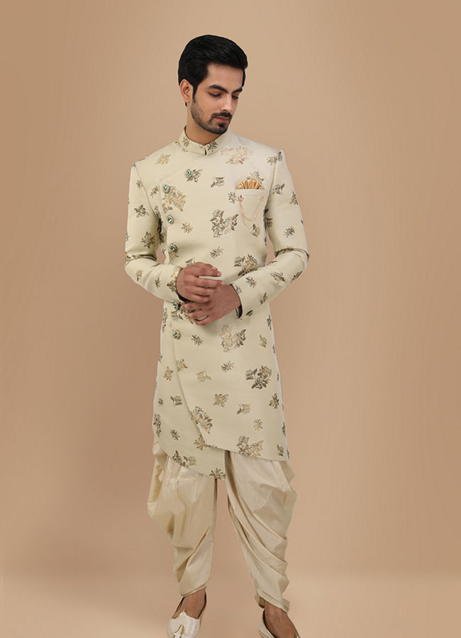 Manyavar Men Aristocratic Pista Indo Western Set