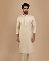 Manyavar Men Cream Jacquard Kurta Set image number 1