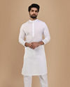 Manyavar Men Pearl White Solid Kurta Set image number 1