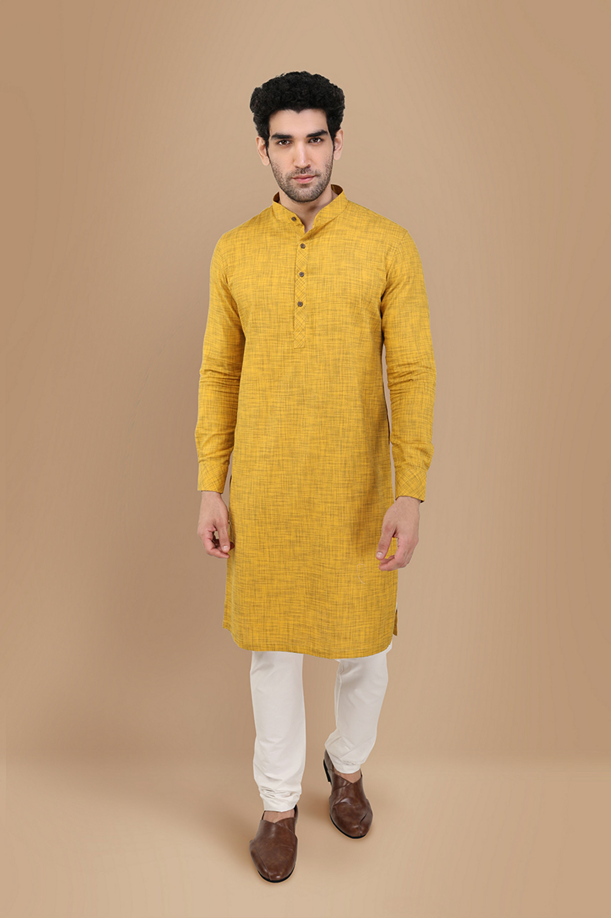 Manyavar Men Stylish Orange Kurta