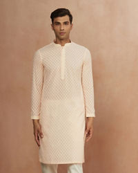 Manyavar Men Pink Chikankari Kurta Set