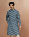 Manyavar Men Sapphire Blue Printed Kurta
