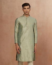 Manyavar Men Fern Green Jacquard Kurta Pajama