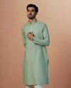 Manyavar Men Sage Green Self Checquered Kurta Pajama image number 1