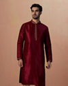 Manyavar Men Maroon Golden Booti Kurta Pajama
