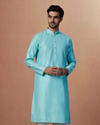 alt message - Manyavar Men Sea Green Embroidered Kurta Set image number 1