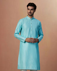 Manyavar Men Sea Green Embroidered Kurta Set