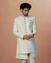 Manyavar Men Off White Sequins Embroidered Indo Western
