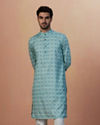 Manyavar Men Light Blue Printed Kurta