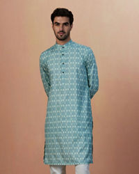 Manyavar Men Light Blue Printed Kurta