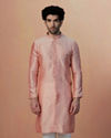Manyavar Men Pink Self Design Kurta Pajama