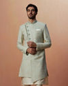 Manyavar Men Sage Green Self Design Indo Western