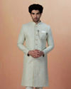 alt message - Manyavar Men Sage Green Paisley Sherwani image number 1