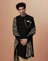 Manyavar Men Smoke Black Indo Western With Dupatta