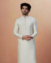 Manyavar Men White Self Design Kurta Pajama