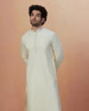 alt message - Manyavar Men Light Cream Plain Kurta Pajama image number 1