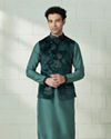 Manyavar Men Moss Green Printed Kurta Jacket Set