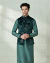 alt message - Manyavar Men Moss Green Printed Kurta Jacket Set image number 0