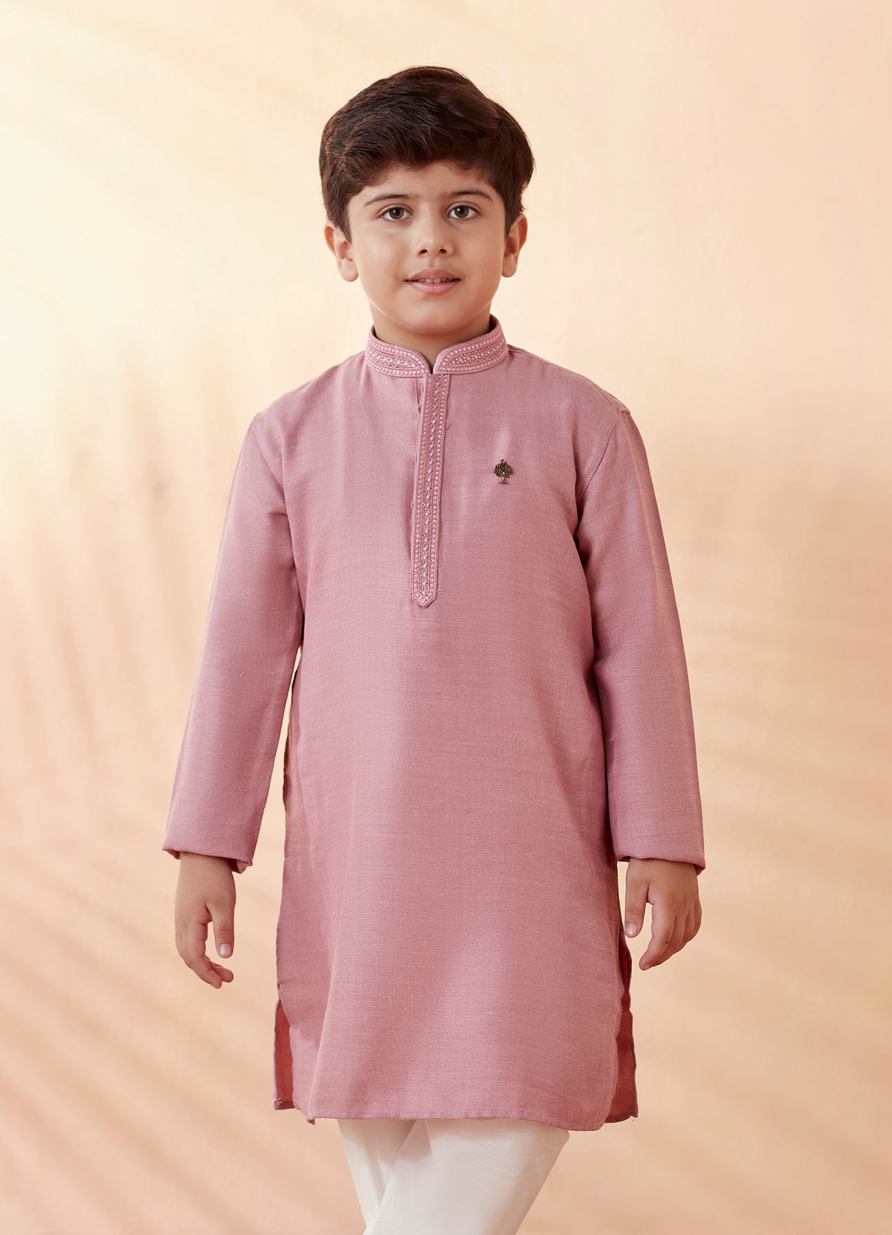 Manyavar Boys Boys Pink Solid Kurta Set