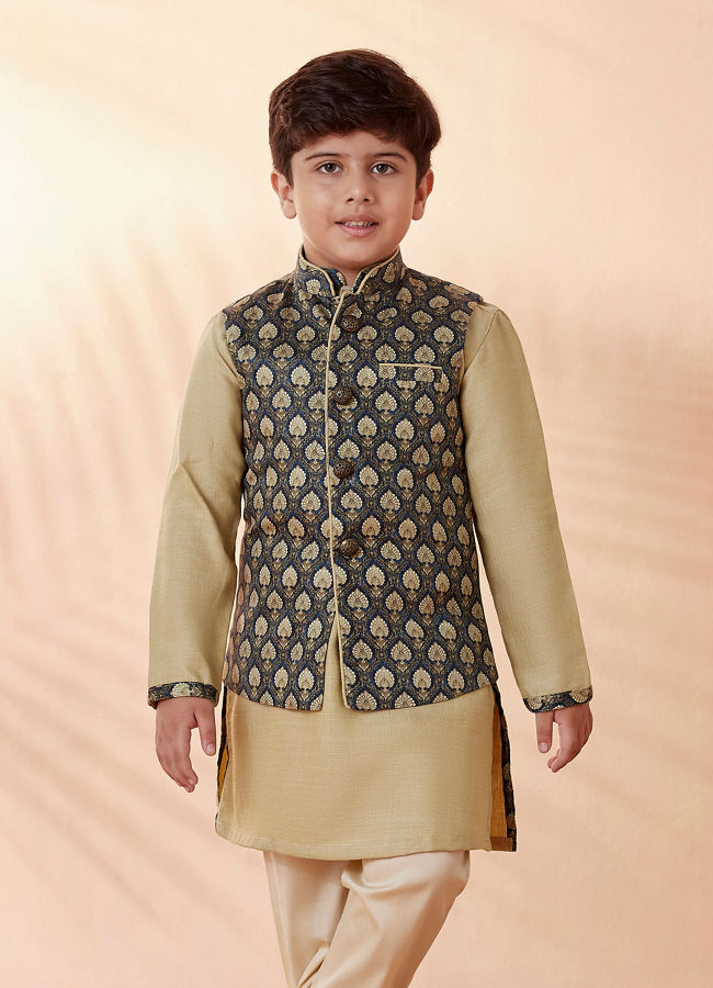 Boys Pista Kurta Jacket Set image number 1