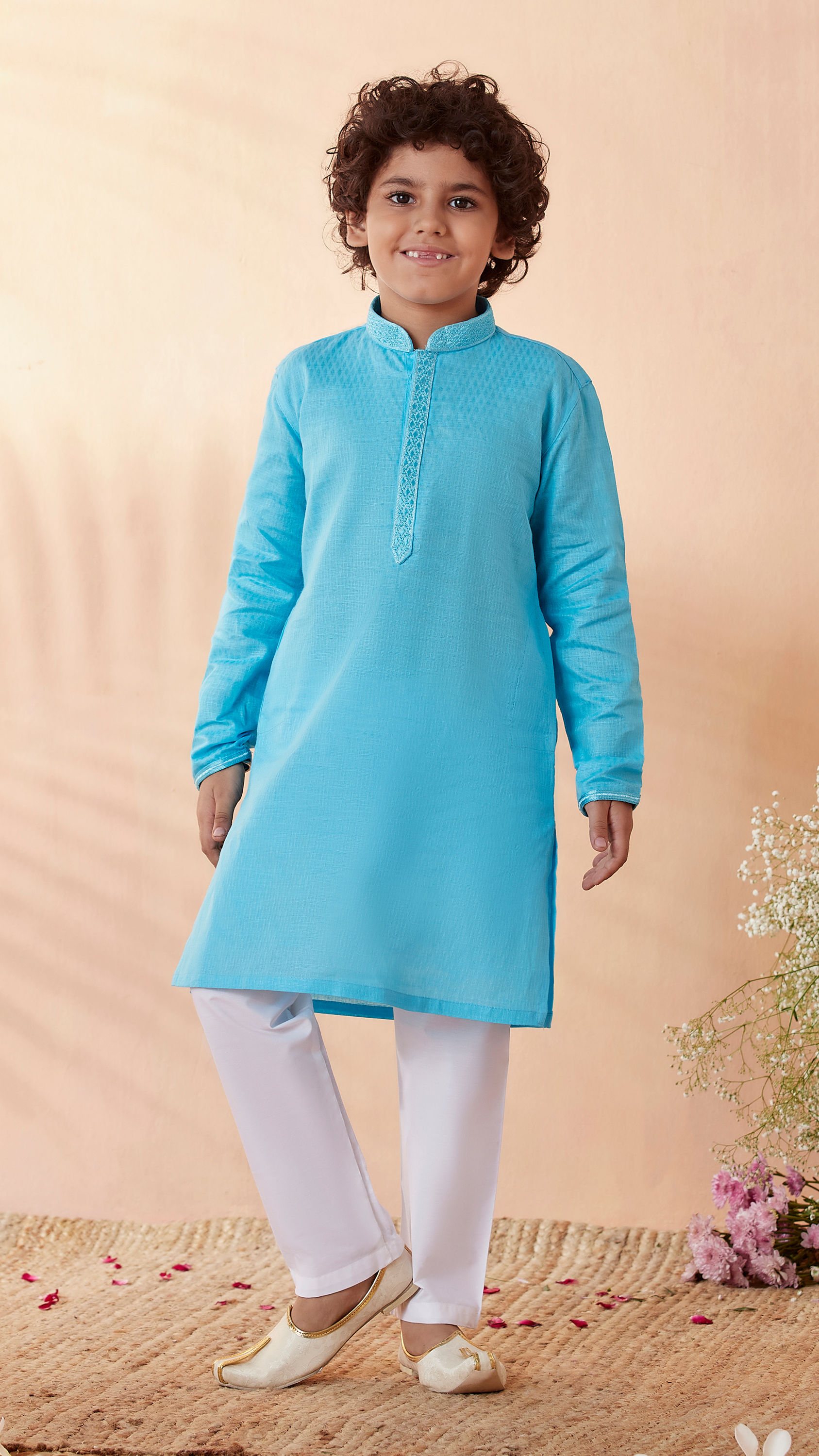 Manyavar Boys Boys Sky Blue Kurta Set