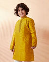 Manyavar Boys Boys Gold Yellow Jacquard Kurta Set
