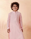 Manyavar Boys Boys Pink Chikan Kurta Set