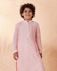 Manyavar Boys Boys Pink Chikan Kurta Set