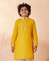 Manyavar Boys Boys Yellow Self Design Kurta Set