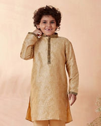 Manyavar Boys Boys Beige Jacquard Kurta Set