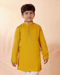 Manyavar Boys Boys Mustard Solid Kurta Set