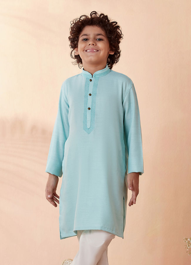 Buy Boys Powder Blue Kurta Set Online in India Manyavar Kurta Pajama