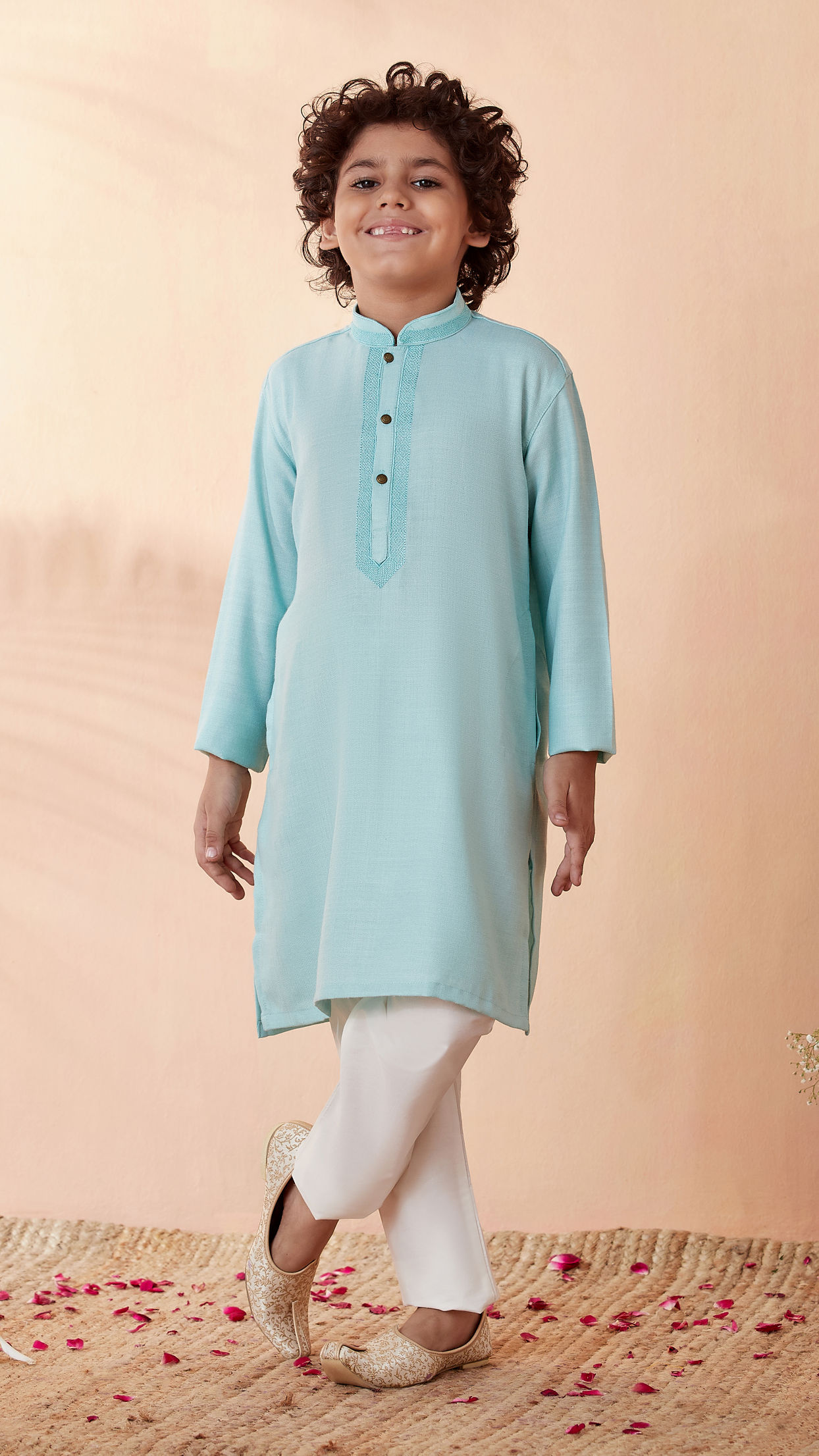 Manyavar Boys Boys Powder Blue Kurta Set