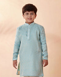 Manyavar Boys Boys Powder Blue Printed Kurta Set