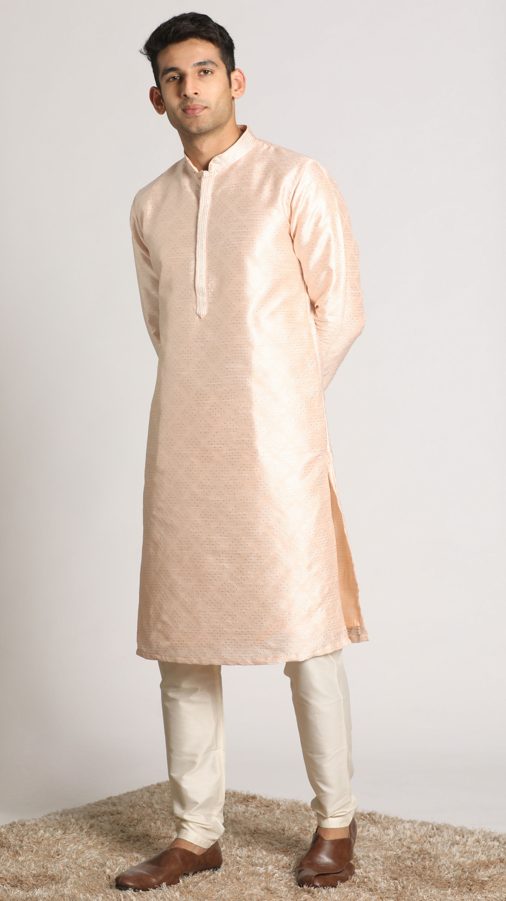 Manyavar Men Pastel Pink Kurta Pajama