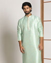 Manyavar Men Pale Blue Kurta Pajama With Floral Motifs