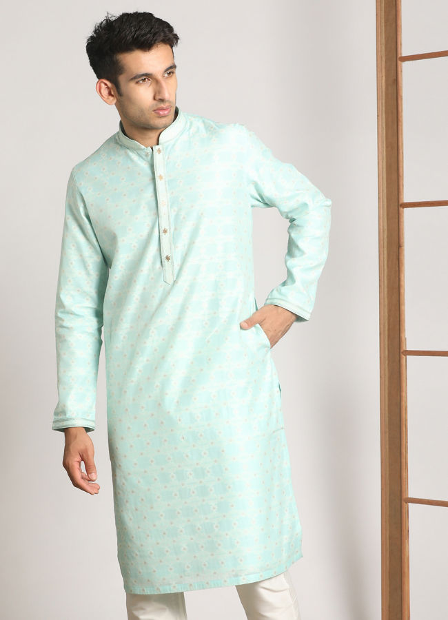 Sky Blue Festive Kurta Pajama image number 1