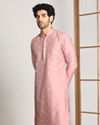 Manyavar Men Light Pink Festive Kurta Pajama With Embroidery Work