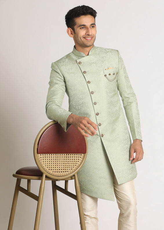 Manyavar Men Sage Green Indo Western