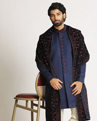 Manyavar Men Royal Blue Indo Western With Dupatta