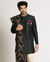 Manyavar Men Dark Green Indo Western With Dupatta