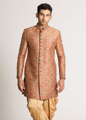 Rust Pink Embroidered Indo Western image number 1
