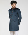 Manyavar Men Electric Blue Velvet Indo Western