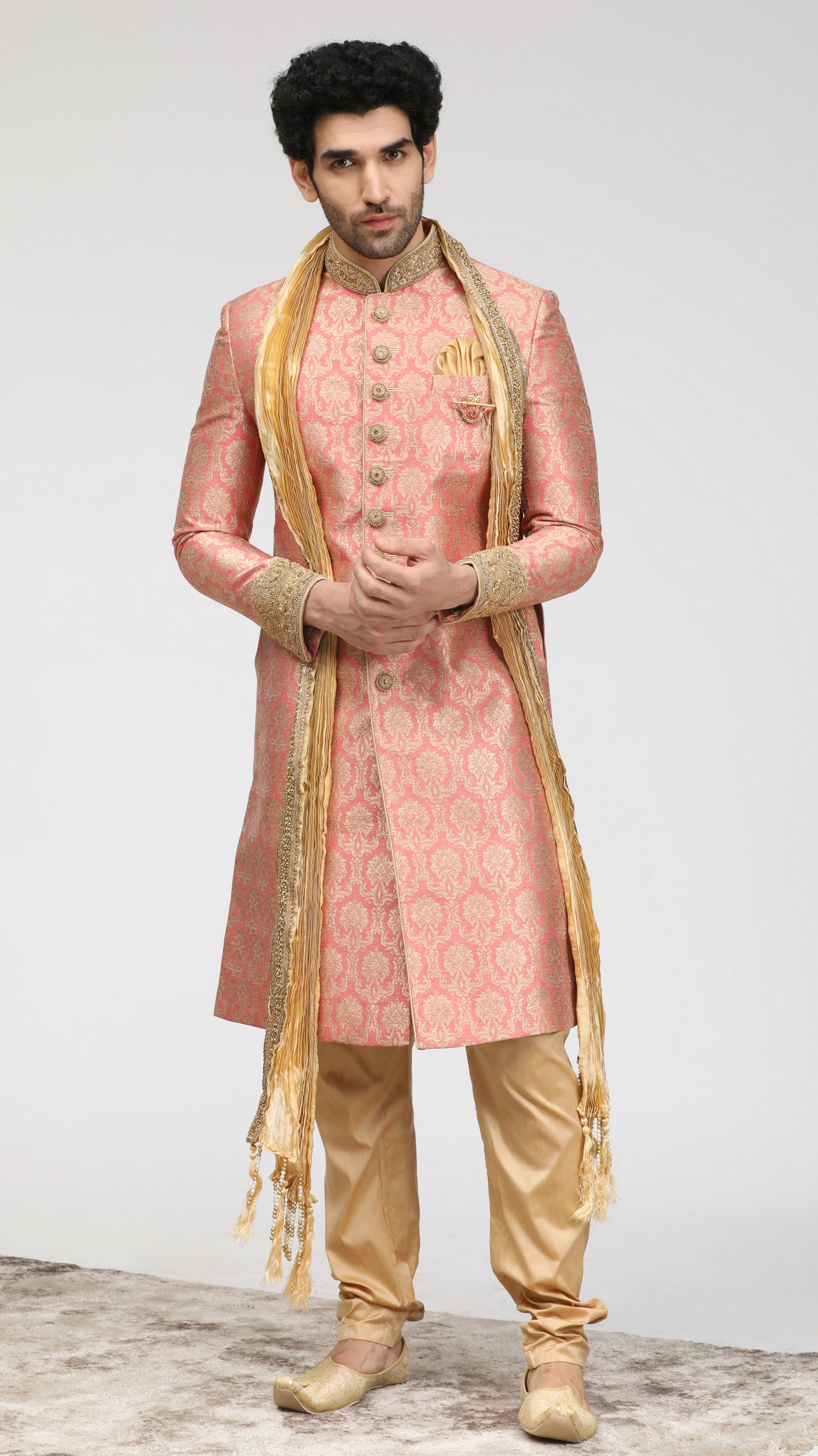 Manyavar Men Gleaming Gajaree Indian Sherwani