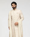 Manyavar Men Ash White Sherwani With Dupatta
