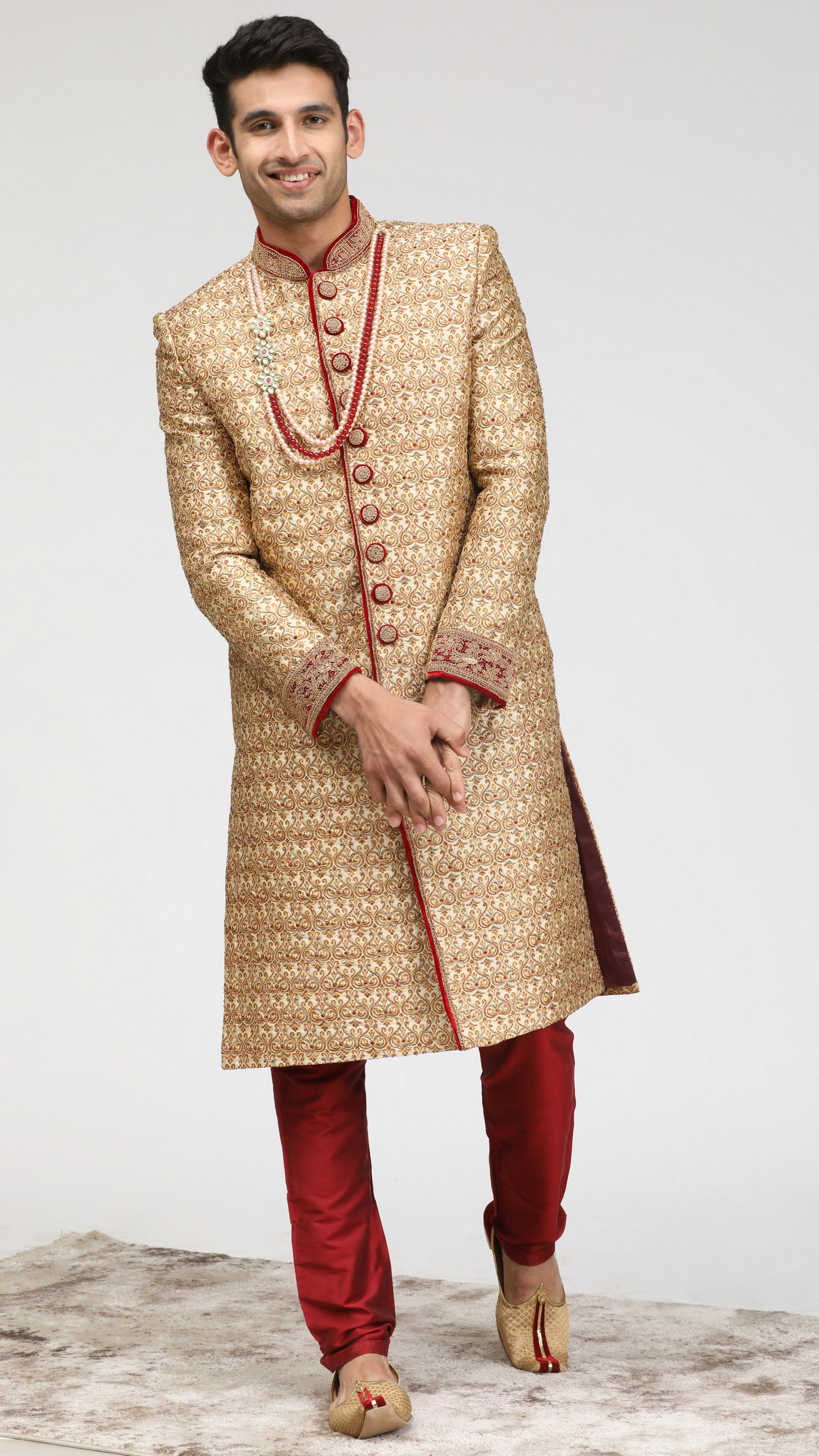 Manyavar Men Traditional Sherwani In Beige