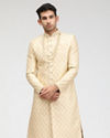 alt message - Manyavar Men Minimalist Cream Sherwani image number 1