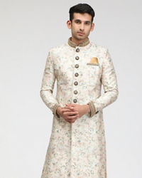 Manyavar Men Plush Floral Print Sherwani